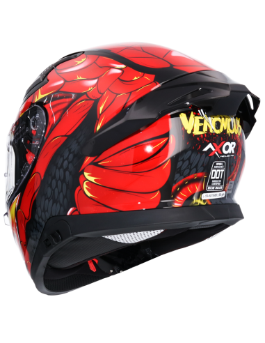 MT HELMETS Casco Integral AXOR APEX VENOMOUS DV Negro y Rojo