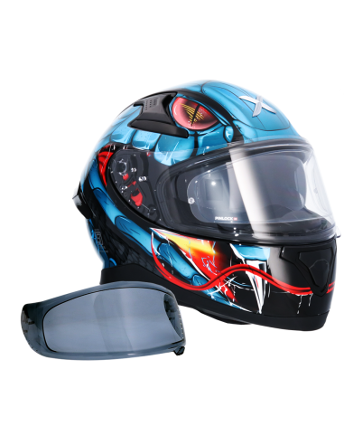MT HELMETS Casco Integral AXOR APEX VENOMOUS DV Negro y Azul