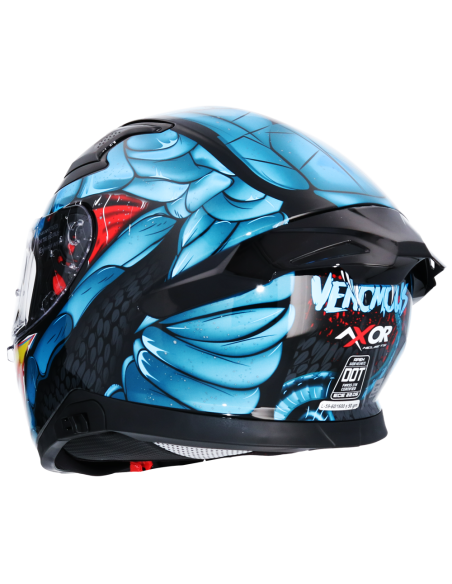 MT HELMETS Casco Integral AXOR APEX VENOMOUS DV Negro y Azul