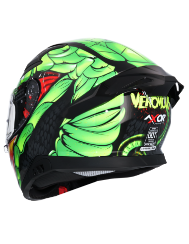 MT HELMETS Casco Integral AXOR APEX VENOMOUS DV Negro y Verde