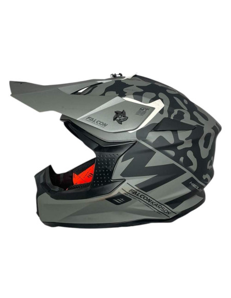 MT HELMETS Casco de OUTLET FALCON KARSON Negro con Estampado Talla L (Defecto en pintura)