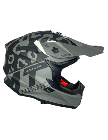 MT HELMETS Casco de OUTLET FALCON KARSON Negro con Estampado Talla L (Defecto en pintura)