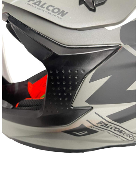 MT HELMETS Casco de OUTLET FALCON KARSON Negro con Estampado Talla L (Defecto en pintura)