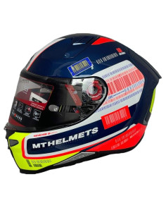 MT HELMETS Casco Integral OUTLET REVENGE 2 Azul Naranja y Amarillo Flúor Talla M (Pequeño defecto en pintura)