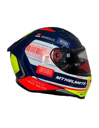 MT HELMETS Casco Integral OUTLET REVENGE 2 Azul Naranja y Amarillo Flúor Talla M (Pequeño defecto en pintura)