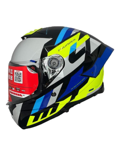 MT HELMETS Casco Integral Exposición OUTLET THUNDER 4 ERGO E17 Azul y Amarillo Flúor Talla XS