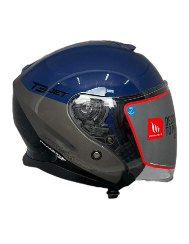 MT HELMETS Casco JET Exposición OUTLET THUNDER 3 Azul y Gris Talla S
