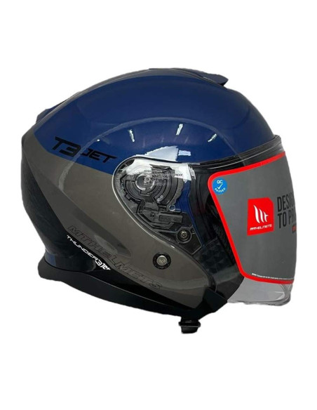 MT HELMETS Casco JET Exposición OUTLET THUNDER 3 Azul y Gris Talla S