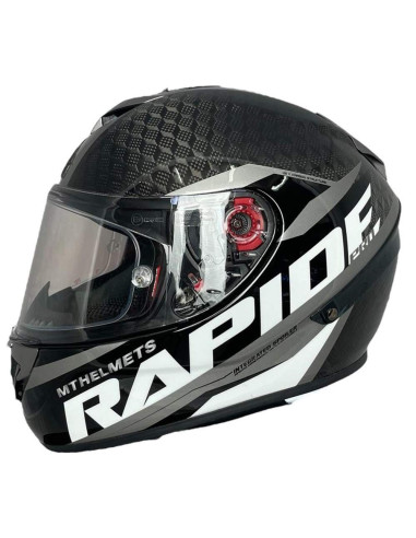 MT HELMETS Casco Integral Exposición OUTLET Rapide Carbono Negro y Blanco Talla XS/M
