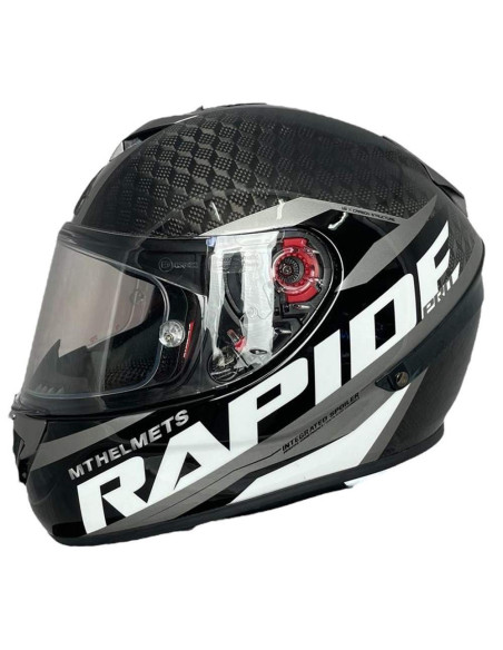 MT HELMETS Casco Integral Exposición OUTLET Rapide Carbono Negro y Blanco Talla XS/M