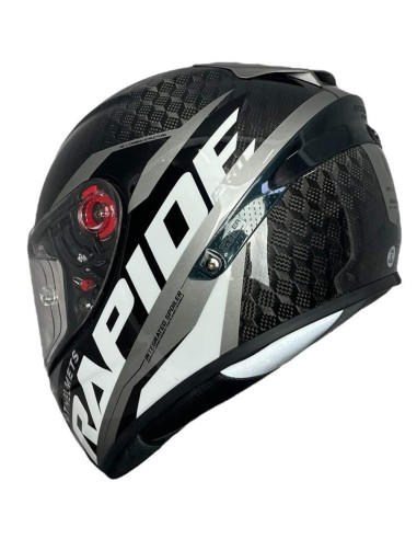 MT HELMETS Casco Integral Exposición OUTLET Rapide Carbono Negro y Blanco Talla XS/M