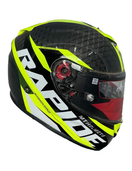 MT HELMETS Casco Integral de OUTLET RAPIDE Negro Amarillo y Blanco Talla S (Pequeño defecto en pintura)