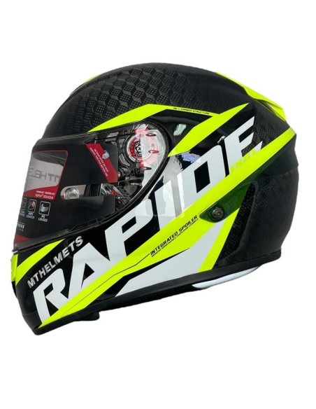 MT HELMETS Casco Integral de OUTLET RAPIDE Negro Amarillo y Blanco Talla S (Pequeño defecto en pintura)