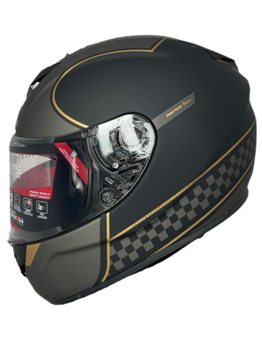 MT HELMETS Casco Integral Exposición OUTLET RAPIDE REVIVAL Negro y Dorado Talla XL