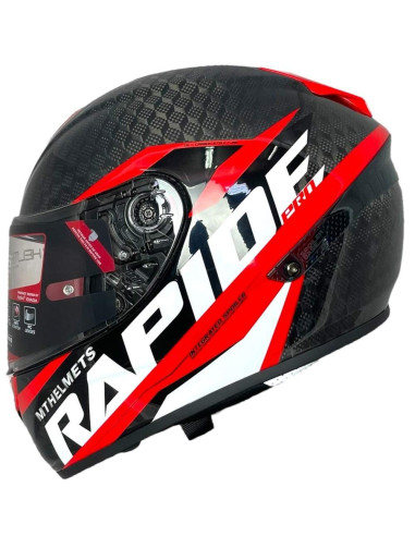 MT HELMETS Casco Integral Exposición OUTLET RAPIDE PRO CARBONO Rojo y Negro Talla L/XL