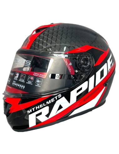 MT HELMETS Casco Integral Exposición OUTLET RAPIDE PRO CARBONO Rojo y Negro Talla L/XL