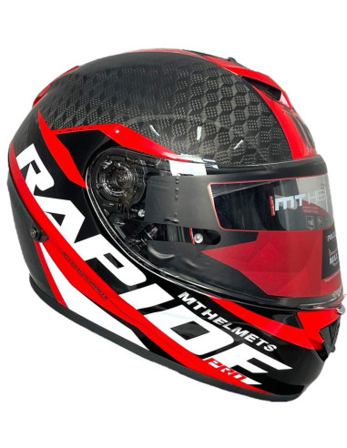 MT HELMETS Casco Integral Exposición OUTLET RAPIDE PRO CARBONO Rojo y Negro Talla L/XL