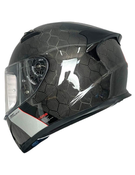 MT HELMETS Casco Integral Exposición OUTLET KRE+ Carbon Negro y Blanco Talla XS