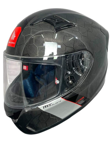 MT HELMETS Casco Integral Exposición OUTLET KRE+ Carbon Negro y Blanco Talla XS