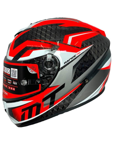 MT HELMETS Casco Integral Exposición OUTLET RAPIDE Carbono Negro y Naranja Talla L