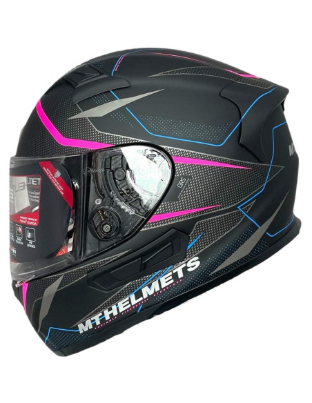 MT HELMETS Casco Integral de OUTLET KRE INTREPIDS Negro Rosa y Azul Talla L