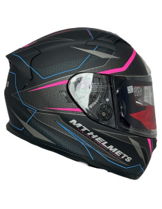 MT HELMETS Casco Integral de OUTLET KRE INTREPIDS Negro Rosa y Azul Talla L 2