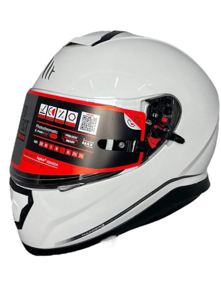 MT HELMETS Casco Integral de OUTLET THUNDER 3 Blanco Brillo Talla L (Defecto en pintura)