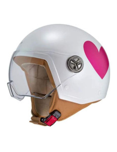 NZI HELMETS Casco JET Zeta 2 Ágatha Ruiz De La Prada Blanco y Rosa Decorado Totalmente Homologado