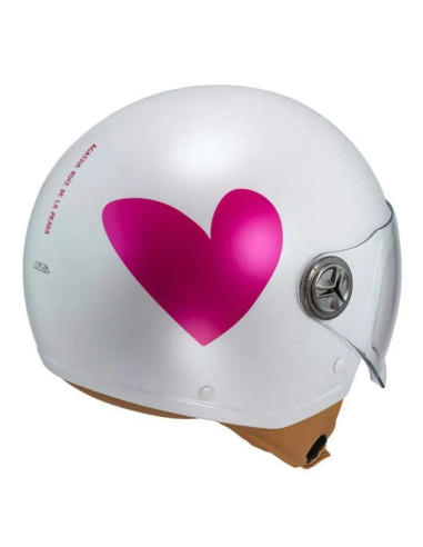 NZI HELMETS Casco JET Zeta 2 Ágatha Ruiz De La Prada Blanco y Rosa Decorado Totalmente Homologado