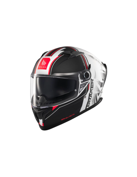 MT HELMETS Casco Integral BRAKER SV CHARM A1 Mate Blanco Negro y Rojo