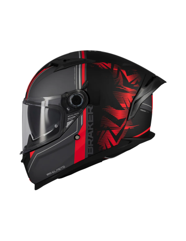 MT HELMETS Casco Integral BRAKER SV CHARM B5 MATE Negro y Rojo
