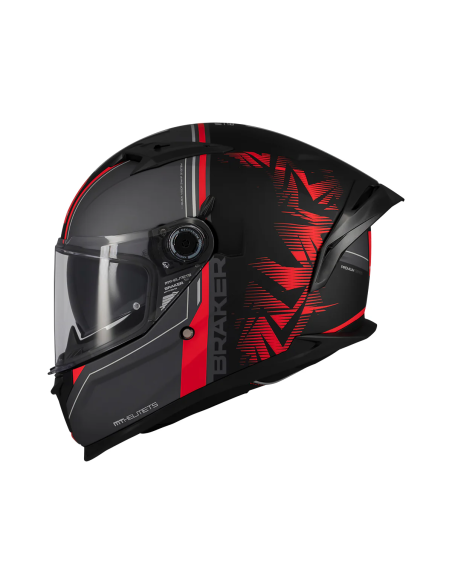 MT HELMETS Casco Integral BRAKER SV CHARM B5 MATE Negro y Rojo