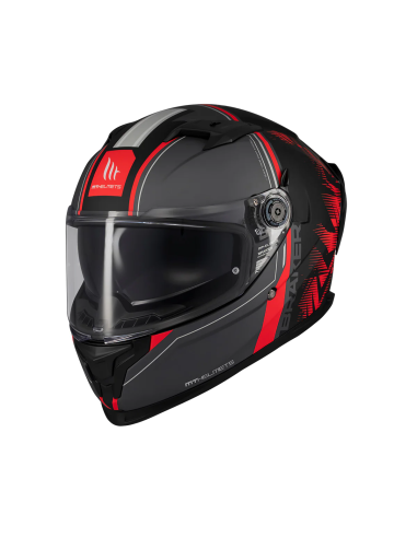 MT HELMETS Casco Integral BRAKER SV CHARM B5 MATE Negro y Rojo