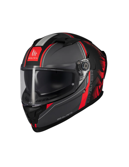 MT HELMETS Casco Integral BRAKER SV CHARM B5 MATE Negro y Rojo
