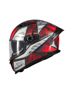 MT HELMETS Casco Integral BRAKER SV FURY C5 Negro Rojo y Blanco Brillo