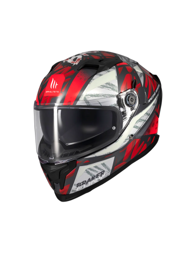 MT HELMETS Casco Integral BRAKER SV FURY C5 Negro Rojo y Blanco Brillo