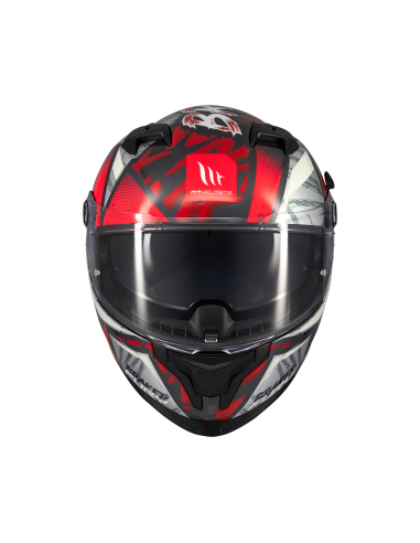 MT HELMETS Casco Integral BRAKER SV FURY C5 Negro Rojo y Blanco Brillo
