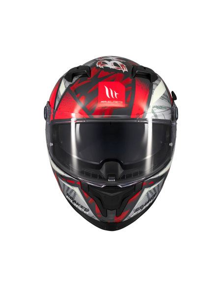 MT HELMETS Casco Integral BRAKER SV FURY C5 Negro Rojo y Blanco Brillo