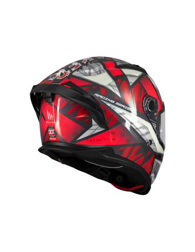 MT HELMETS Casco Integral BRAKER SV FURY C5 Negro Rojo y Blanco Brillo