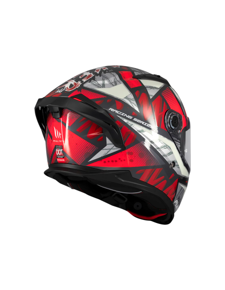 MT HELMETS Casco Integral BRAKER SV FURY C5 Negro Rojo y Blanco Brillo