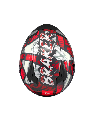 MT HELMETS Casco Integral BRAKER SV FURY C5 Negro Rojo y Blanco Brillo