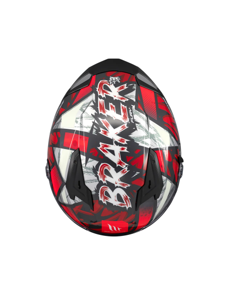 MT HELMETS Casco Integral BRAKER SV FURY C5 Negro Rojo y Blanco Brillo
