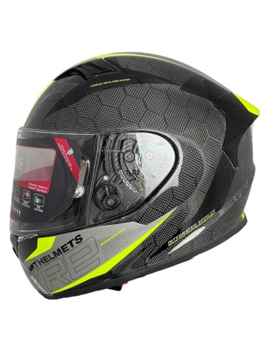 MT HELMETS Casco Integral KRE+ Negro y Amarillo Flúor Talla S