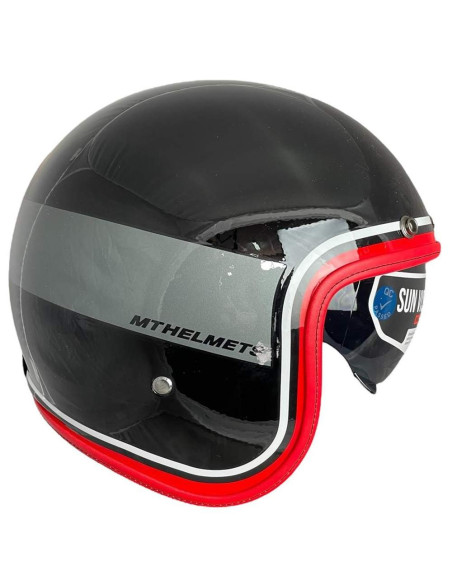 MT HELMETS Casco de OUTLET Exposición LEMANS Negro y Rojo Talla L