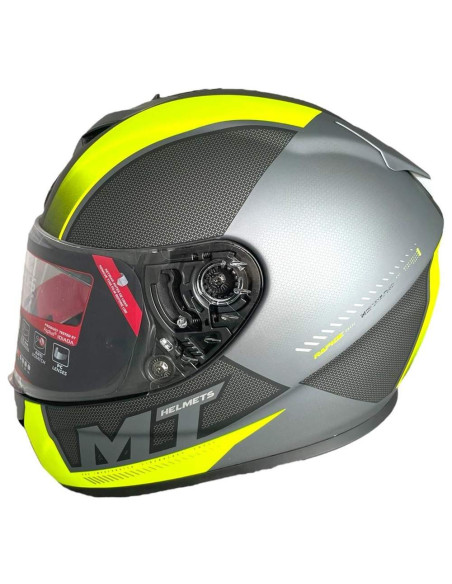 MT HELMETS Casco de OUTLET Exposición RAPIDE Gris y Amarillo Flúor Talla M