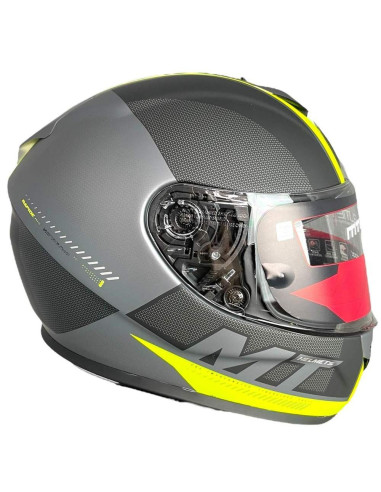 MT HELMETS Casco de OUTLET Exposición RAPIDE Gris y Amarillo Flúor Talla M