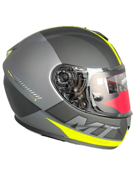 MT HELMETS Casco de OUTLET Exposición RAPIDE Gris y Amarillo Flúor Talla M