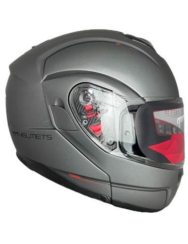 MT HELMETS Casco Modular de OUTLET Exposición ATOM Color Titanio Talla XL