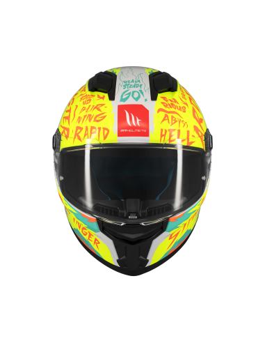 MT HELMETS Casco Integral STINGER 2 ARDENT A3 Blanco y Amarillo Brillo
