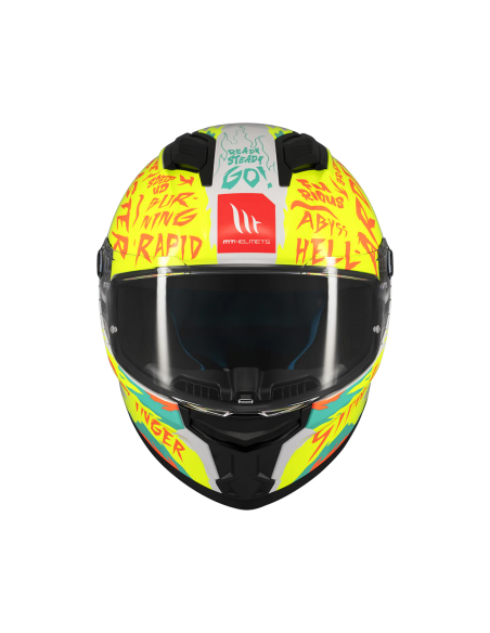 MT HELMETS Casco Integral STINGER 2 ARDENT A3 Blanco y Amarillo Brillo